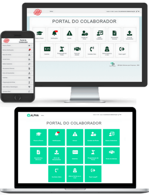 Computadores com exemplos do Portal RH da Alpha Sistemas